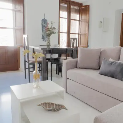 Zona de estar de Sunny Holiday Apartment in the historic centre- Private Parking