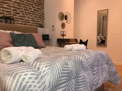 Cama o camas de una habitación en Estudio céntrico en Puñonrostro