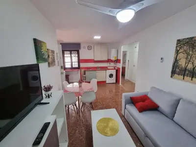 Una televisión o centro de entretenimiento en Vivienda Turistica en el Patio de la Judería
