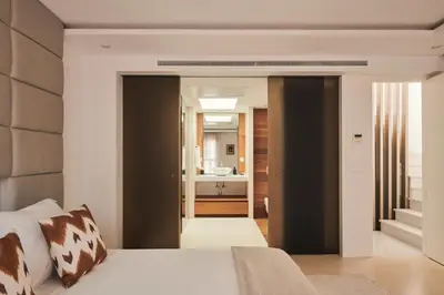 Cama o camas de una habitación en San Nicolas Luxury Home with prívate terrace