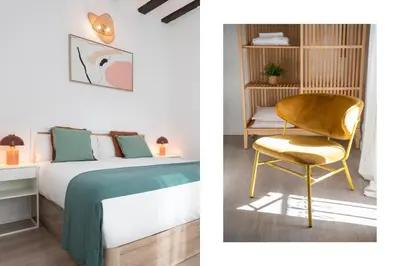 Cama o camas de una habitación en Correduría Suites Apartments