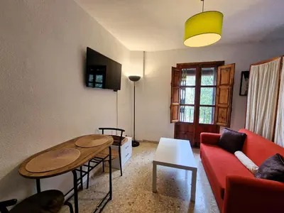 Una televisión o centro de entretenimiento en DS Apartamento plaza Abades