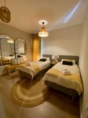 Cama o camas de una habitación en Nuevo Moderno Apartamento de Lujo