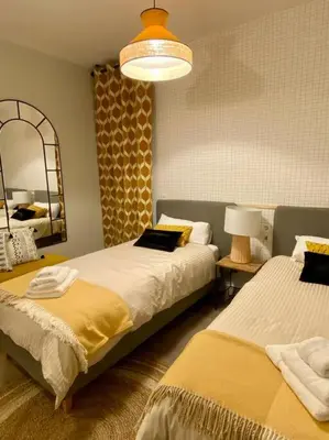 Cama o camas de una habitación en Nuevo Moderno Apartamento de Lujo