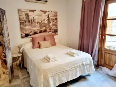 Cama o camas de una habitación en Magnifico Loft Sevillano en el Centro