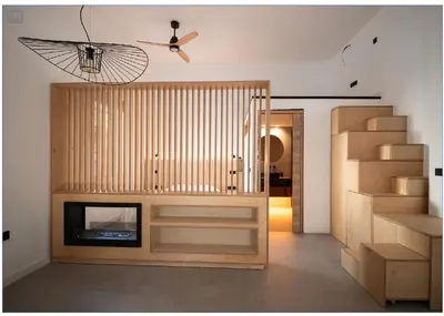 Una televisión o centro de entretenimiento en Casa Azul