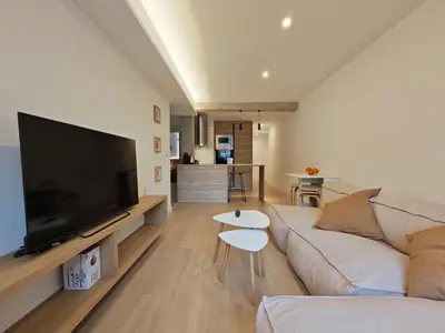 Una televisión o centro de entretenimiento en Apartamento Plaza Pineda