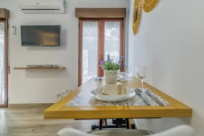Una televisión o centro de entretenimiento en Apartamentos Deanes & Casco histórico