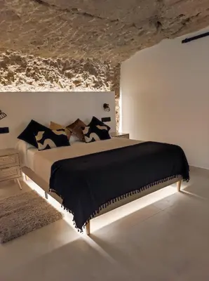 Cama o camas de una habitación en Casa Cueva Un Rinconcito en Setenil