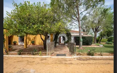 Jardín al aire libre en Casa de campo con piscina junto a Sevilla