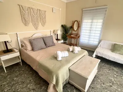 Cama o camas de una habitación en Villa de Lola, Pura Calma & Jacuzzi