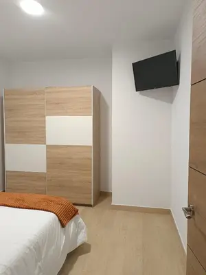 Una televisión o centro de entretenimiento en Apartamentos La Fuente
