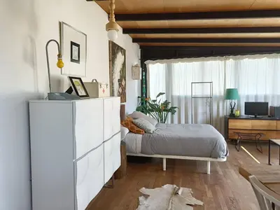 Cama o camas de una habitación en Ático en Ciudad Vieja