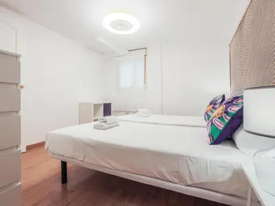 Cama o camas de una habitación en Bonito apt duplex 2 hab 2 baños