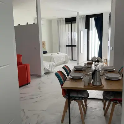 Zona de estar de Estudio céntrico, a pie de calle