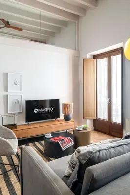 Una televisión o centro de entretenimiento en R26 Suites Sevilla