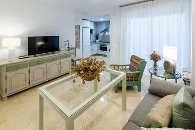 Una televisión o centro de entretenimiento en Apartamento Plaza Emilio Luque 5
