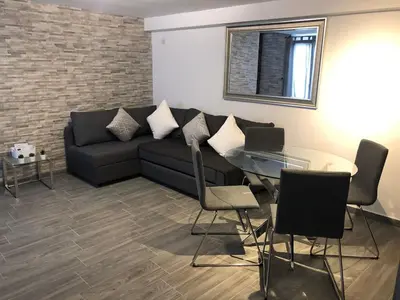 Zona de estar de Modern One bed apartment, Ardales Lakes and Caminito del Rey