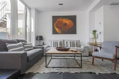 Zona de estar de Duplex with terrace and pool in the center, WiFi, AC Matahacas dos dormitorios