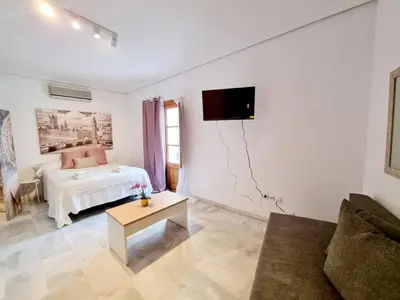 Una televisión o centro de entretenimiento en Estudio Alfalfa