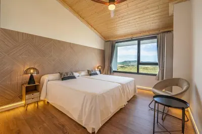 Cama o camas de una habitación en Vivienda Rural Fuente Álamo