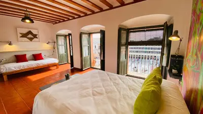 Cama o camas de una habitación en Hostel Plaza Mayor Corredera