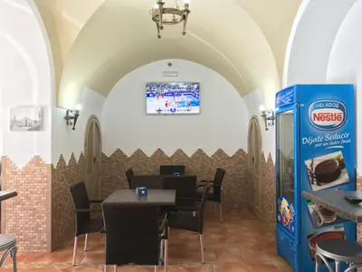 Una televisión o centro de entretenimiento en Hostal Los Encinares