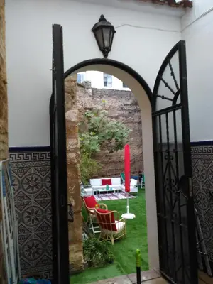 Jardín al aire libre en casa de los patios amurallados