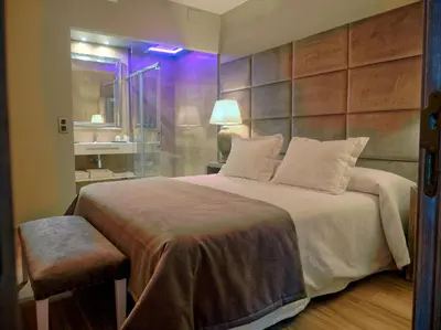 Cama o camas de una habitación en Hostal San Andres