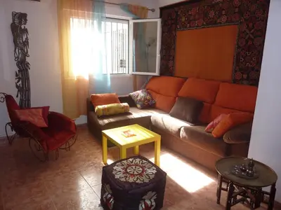 Zona de estar de Romantic flat near the mosque