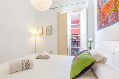 Cama o camas de una habitación en Duplex Santa Cruz