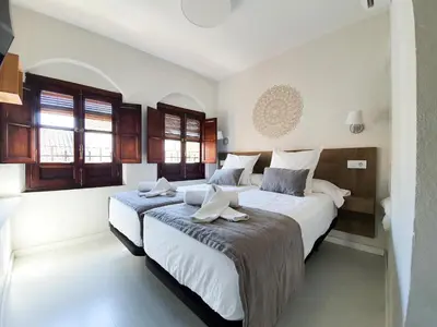 Cama o camas de una habitación en Casa con Terraza San Fernando