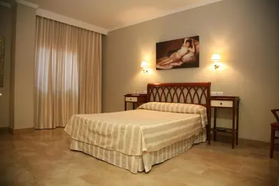 Cama o camas de una habitación en Hotel Torre del Oro