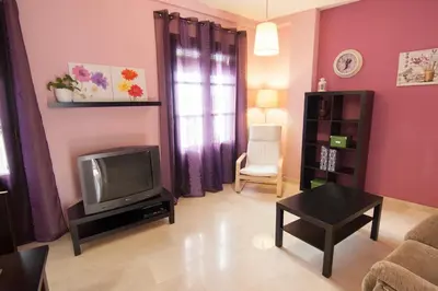 Una televisión o centro de entretenimiento en Apartamentos La Ribera Córdoba