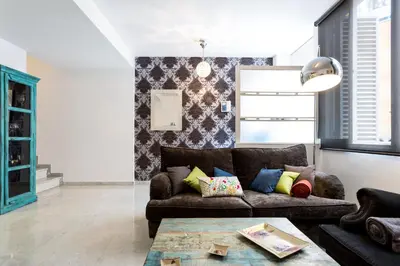 Zona de estar de LR2 Private Terrace & Parking Right in the city Center
