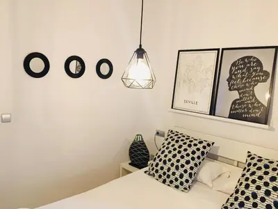Cama o camas de una habitación en Selecta Apartamento con piscina en Calle Juzgado