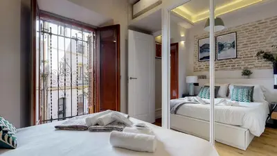 Cama o camas de una habitación en Bright and new- 2Bd 2Bth- Conde de Torrejon