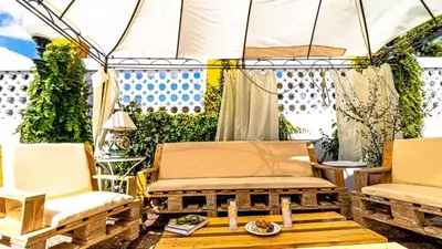 Un patio o zona al aire libre en Hacienda El Corchuelo