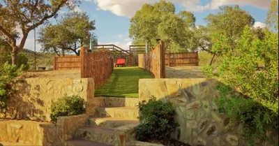 Jardín al aire libre en Casa Rural con skatepark y piscina 