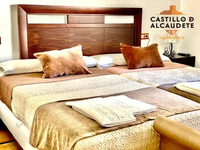 Cama o camas de una habitación en HOSPEDERÍA CASTILLO DE ALCAUDETE