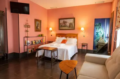 Cama o camas de una habitación en Palacio Sirvente Mieres - PARKING GRATUITO