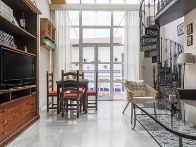 Una televisión o centro de entretenimiento en Sueños de Sevilla duplex a calidades