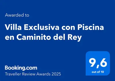 Certificado, premio, señal o documento que está expuesto en Finca Alcaparaín con Piscina en Caminito del Rey-Carratraca