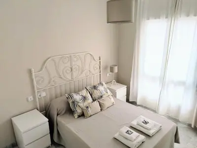 Cama o camas de una habitación en Apartamento para dos en San Bernardo