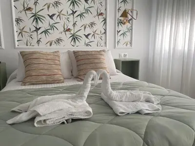 Cama o camas de una habitación en Apartamento La Luna de Villaceballos con PARKING GRATUITO