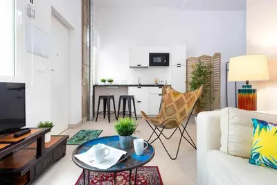 Una televisión o centro de entretenimiento en MonKeys Apartments PinoLoft Nuevo Torneo