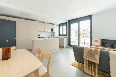Una cocina o zona de cocina en Wonderful apartment with terrace 1Bd1Bth- Center