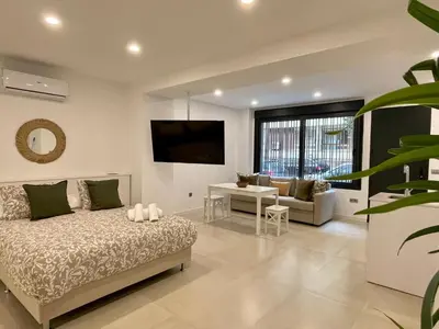 Una televisión o centro de entretenimiento en Apartamentos El Olivo