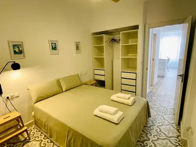 Cama o camas de una habitación en Modern apartment in the city centre, La Alameda
