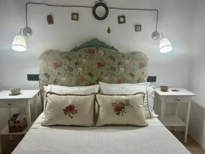 Cama o camas de una habitación en Las casillas de la Villa ALEGRÍAS
